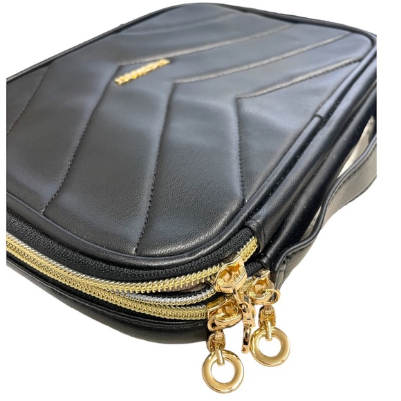 Black Travel Jewelry Organizer Portable Pleather Faux Leather Case - Picture 11 of 14